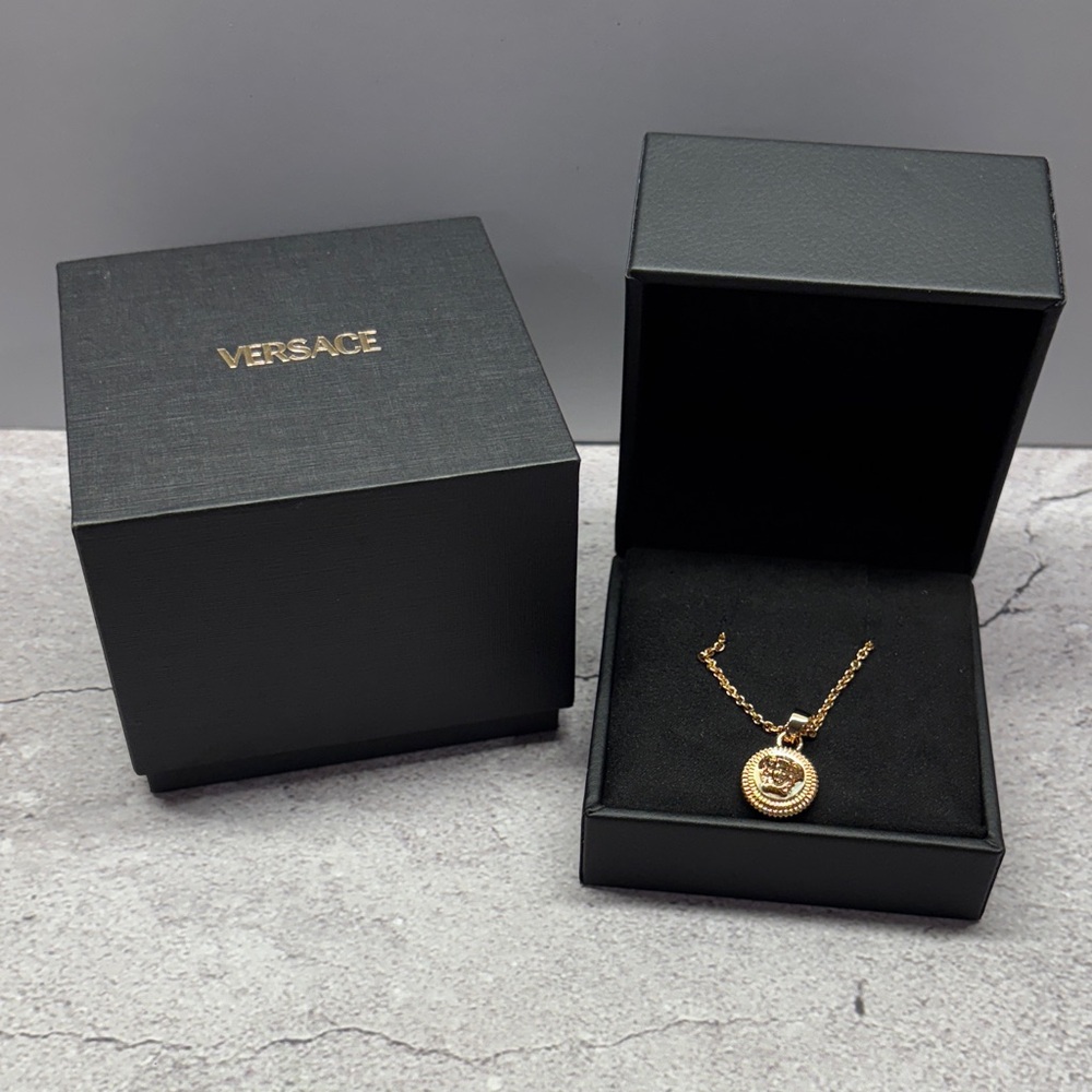 Versace Gold Pendant Necklace 16” length